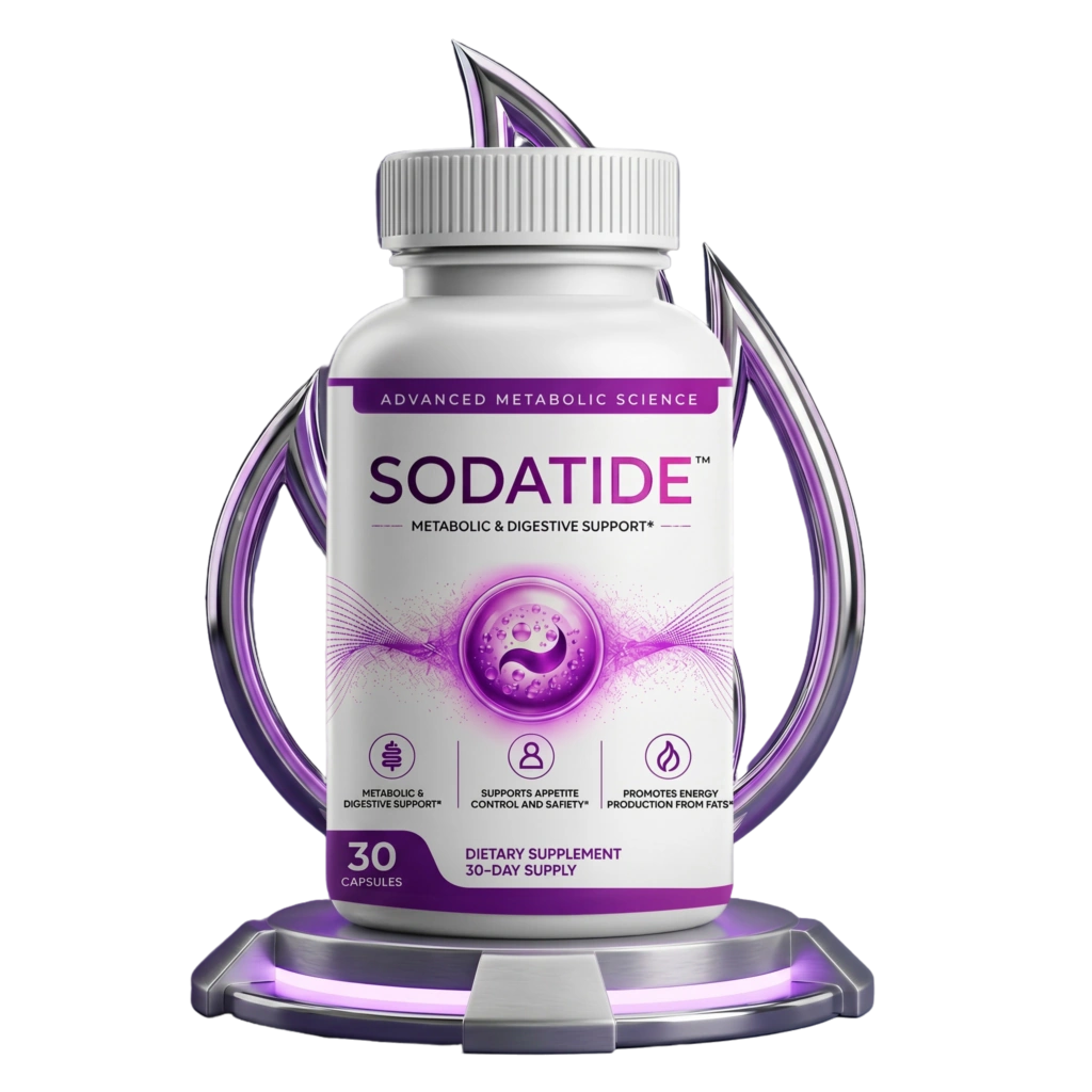 Sodatide prebiotic and probiotic gut-metabolism support supplement bottle, 1 month supply